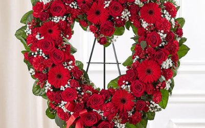 Always Remember Floral Heart Wreath – Red