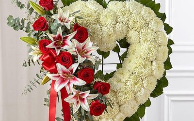 Always Remember Floral Heart Wreath – Red Rose & Lily