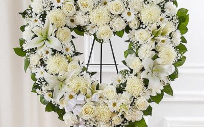Always Remember Floral Heart Wreath – White