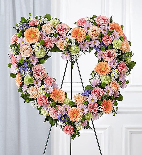 Always Remember Floral Heart Wreath - Pink & White - Naples Floral